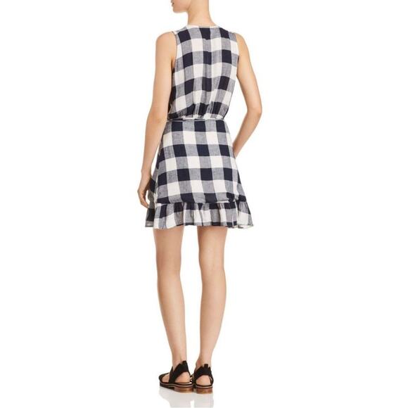 Rails Madison Azure Check Wrap Mini Dress - size Small - Picture 2 of 8